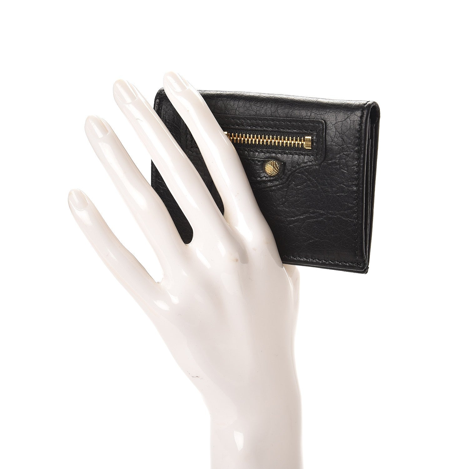Balenciaga Agneau Giant 12 Gold Hardware Gold Card Holder Black 2 of 7
