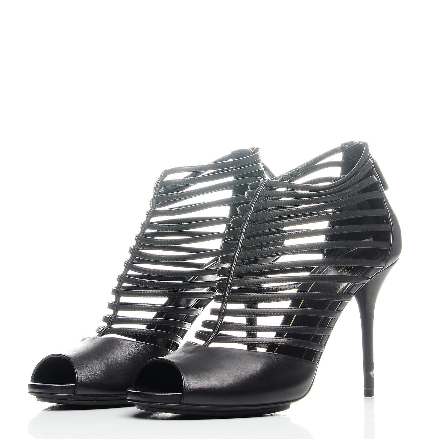 Saddle Soft Lux Peep Toe Caged Sandals 39 Black