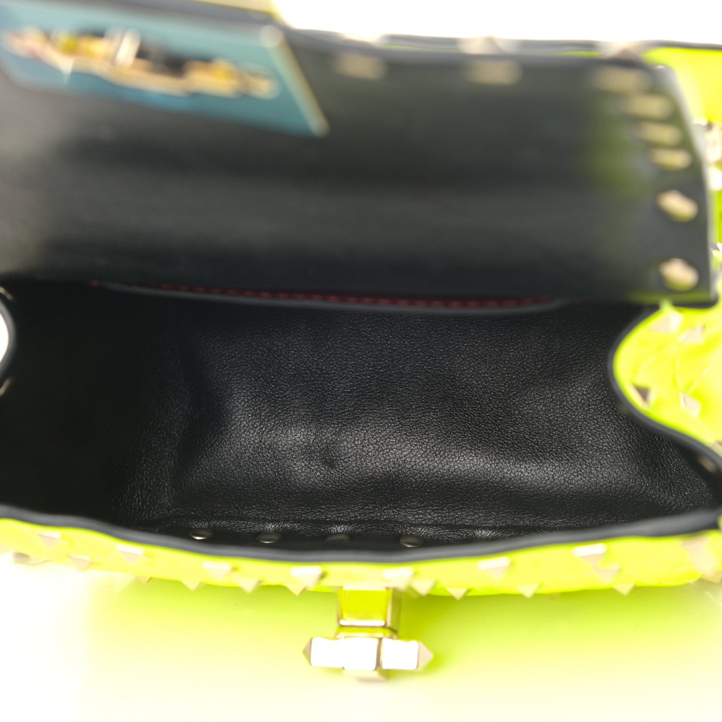Calfskin Micro Rockstud Spike Shoulder Bag Lime