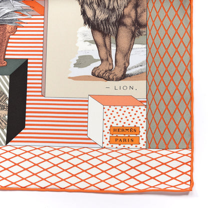 Hermes Silk Grand Theatre Nouveau Scarf 90 Orange Kaki White 2 of 4