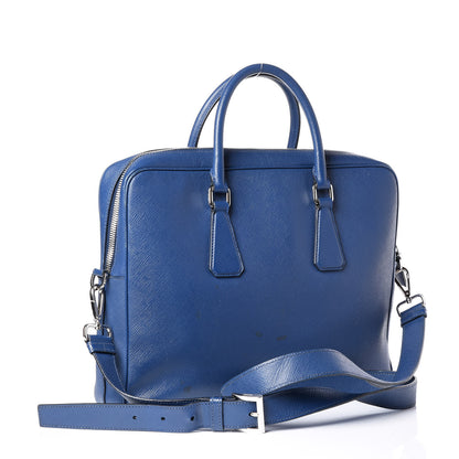 Prada Saffiano Travel Briefcase Blue Multicolor 2 of 12