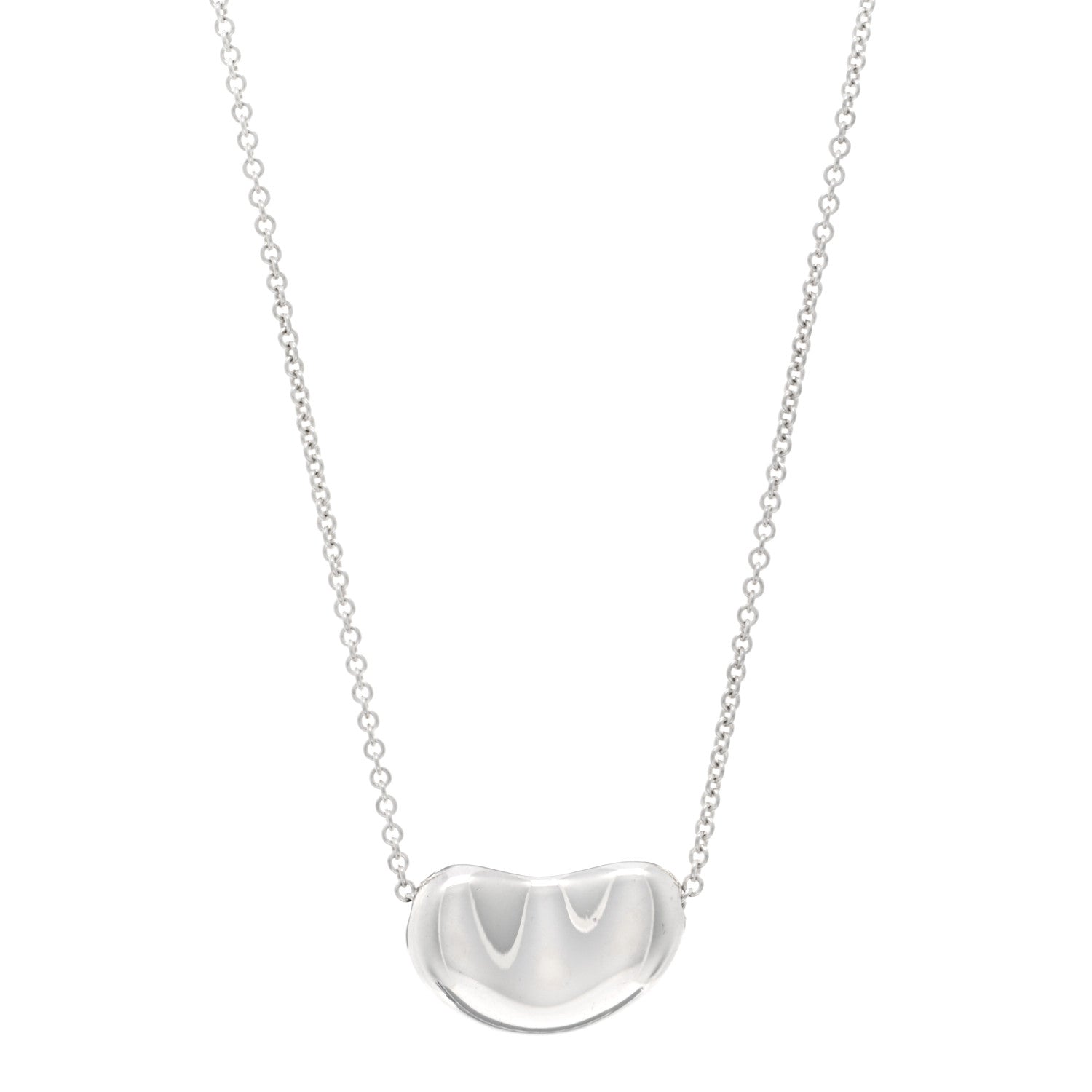 Tiffany Sterling Silver 20mm Elsa Peretti Bean Pendant Necklace 1 of 4