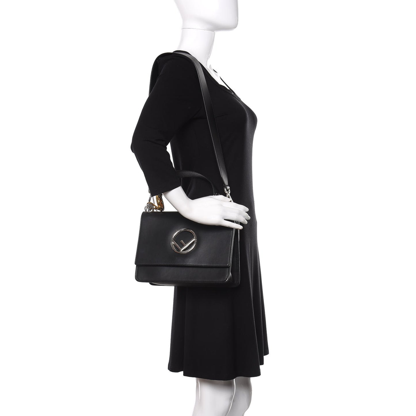 Vitello Century Opaco F is Fendi Kan I Shoulder Bag Black