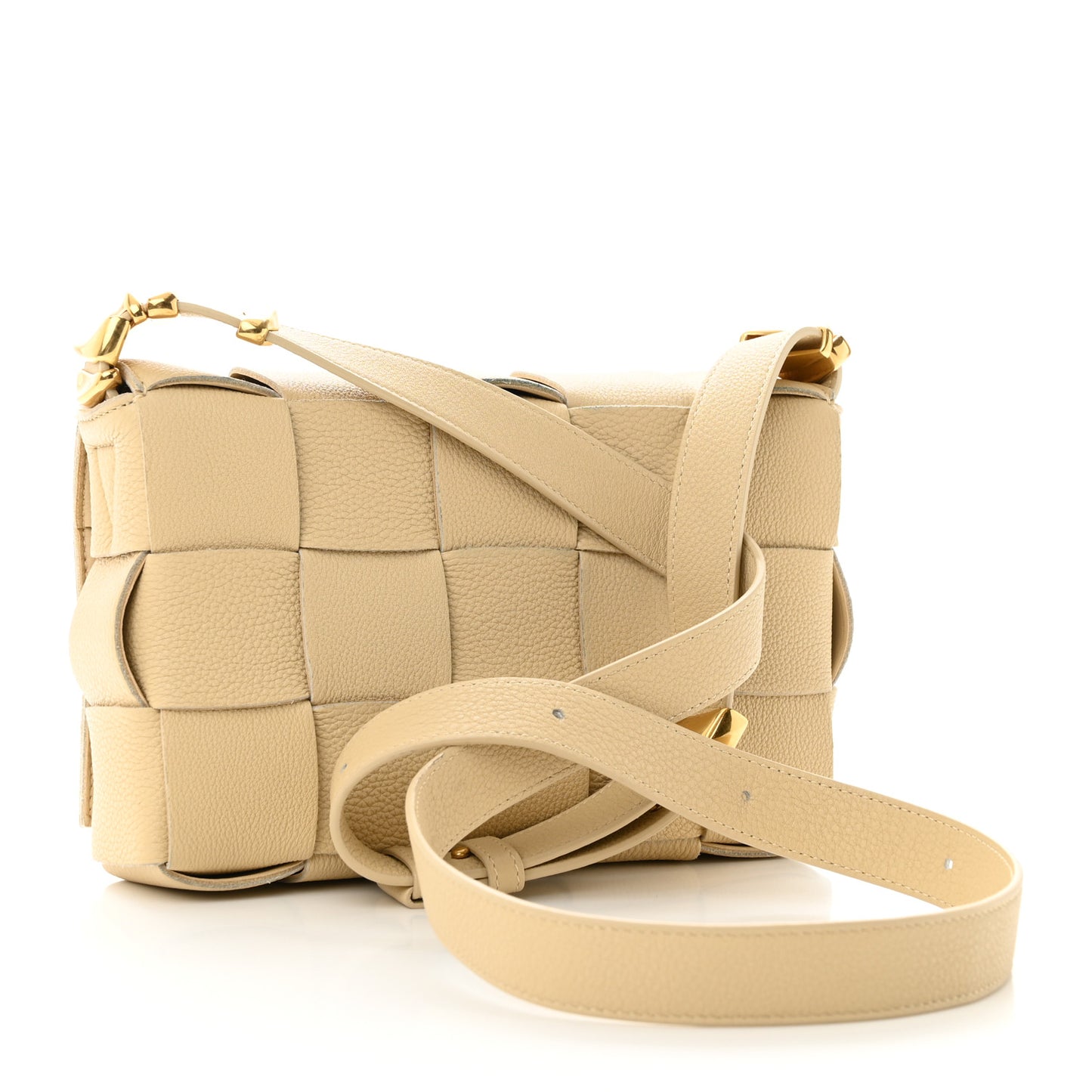 Grained Calfskin Maxi Intrecciato Cassette Crossbody Bag Porridge
