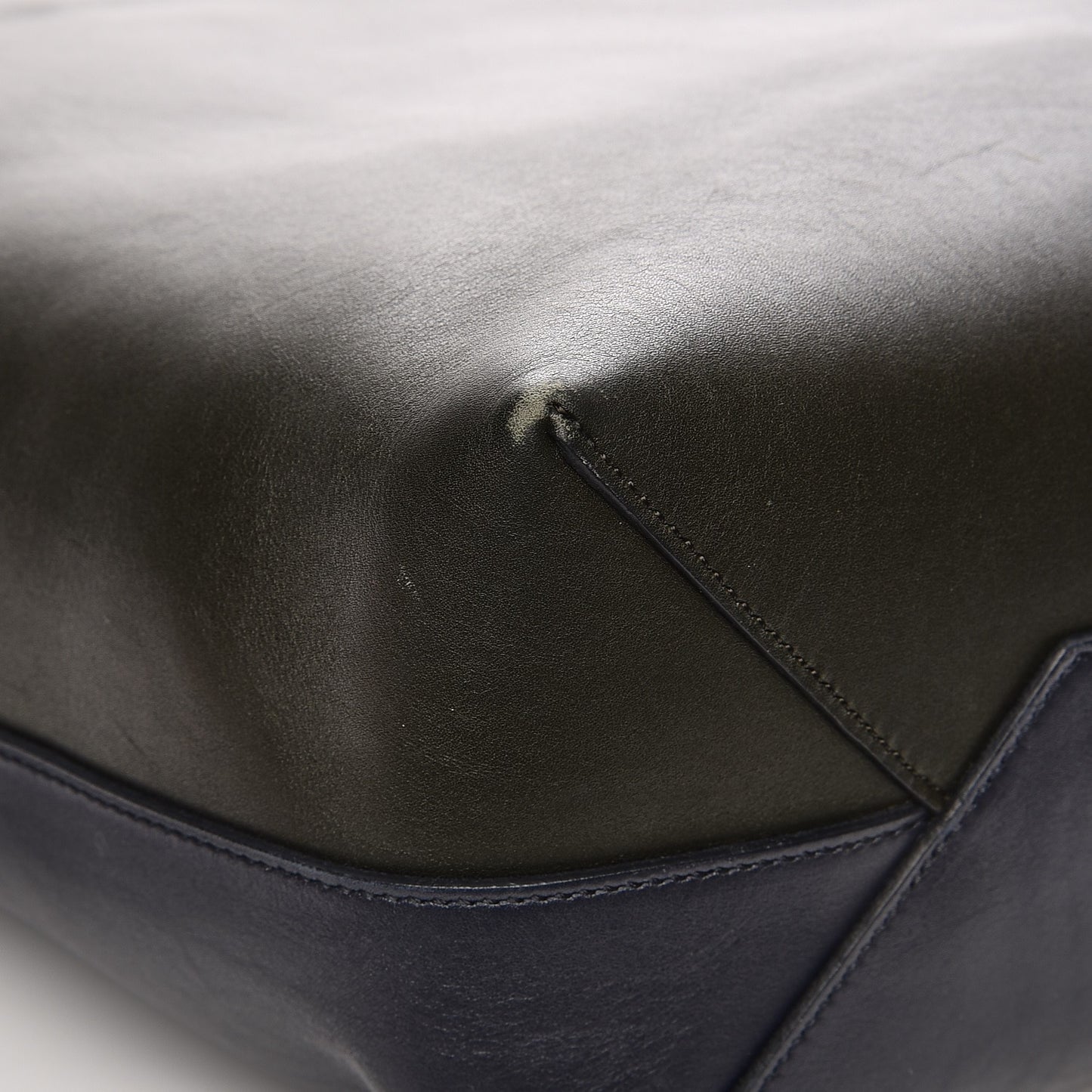 Shiny Smooth Calfskin Small Twisted Cabas Navy Dark Green