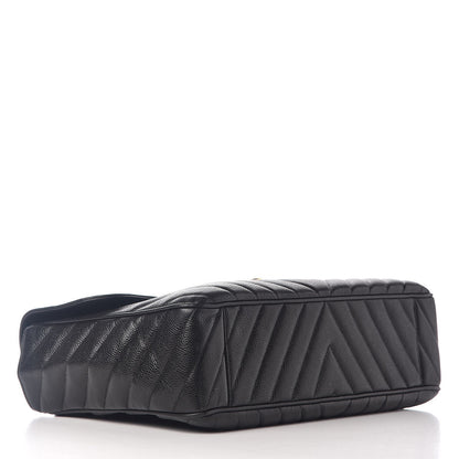 Chanel Caviar Chevron Quilted Maxi Single Flap Black 5 of 15