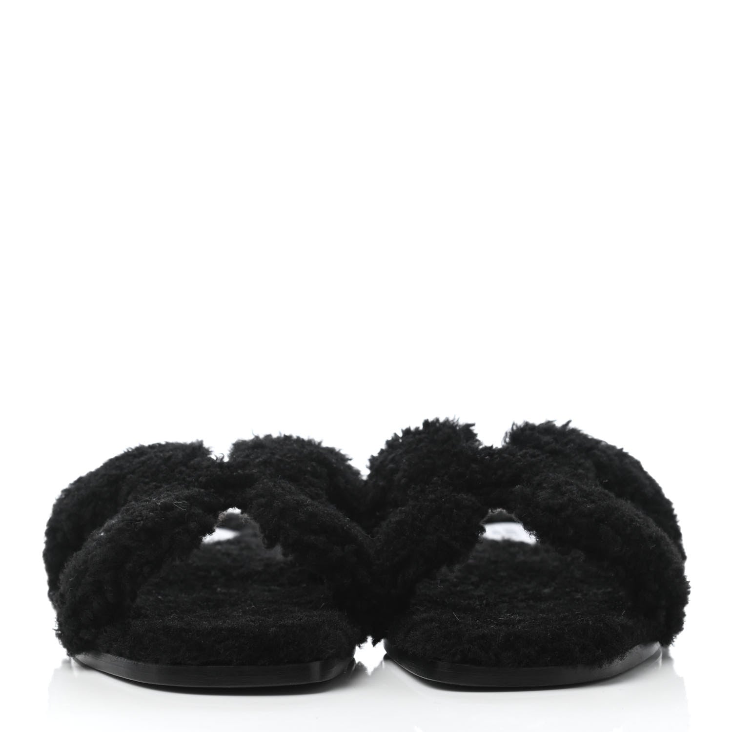 Hermes Woolskin Oran Sandals 37 Black 2 of 4