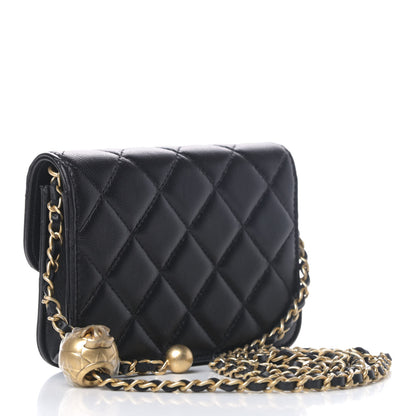 Chanel Lambskin Quilted Pearl Crush Clutch With Chain Black 2 of 5