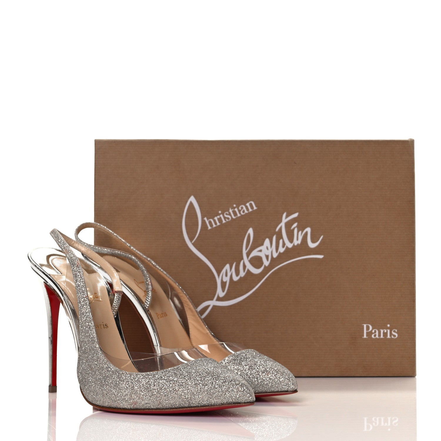 Christian Louboutin Mini Glitter PVC Specchio Optisexy 100 Pumps 38 Ivory Light Gold 20 of 20