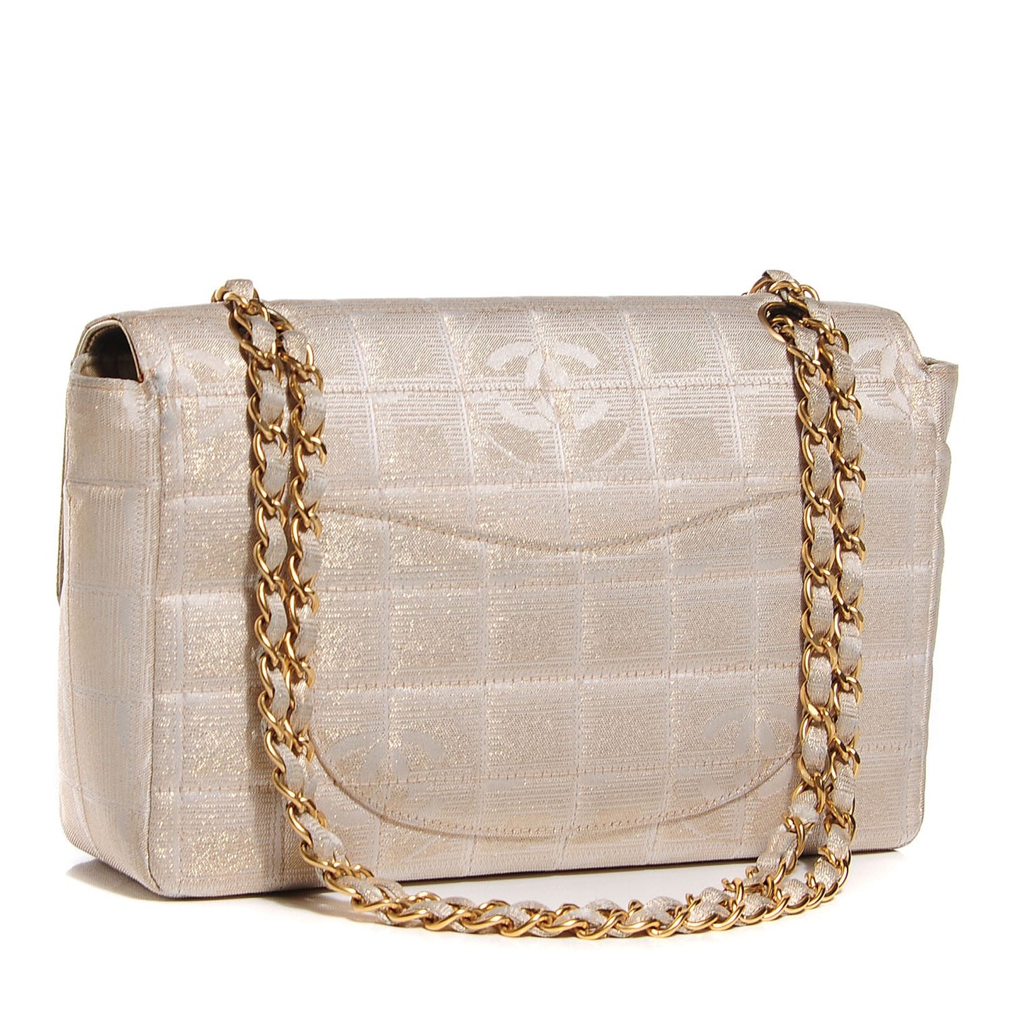 Metallic Nylon Medium Travel Flap Light Gold