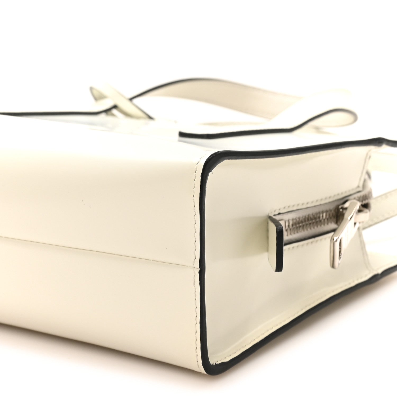Prada Spazzolato Mini Re-Edition 1995 Double Handle Handbag White