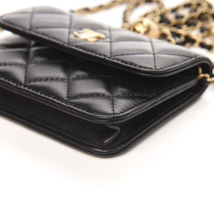 Chanel Lambskin Quilted Pearl Crush Clutch With Chain Black 10 of 11