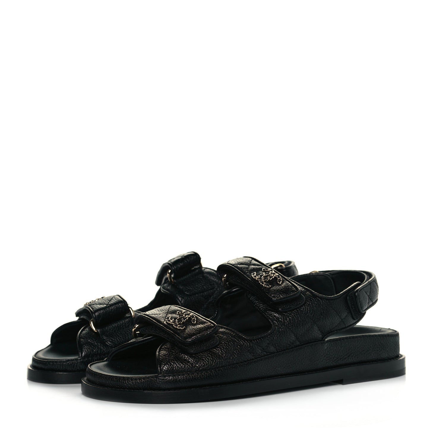 Grained Calfskin Velcro Dad Sandals 36.5 Black