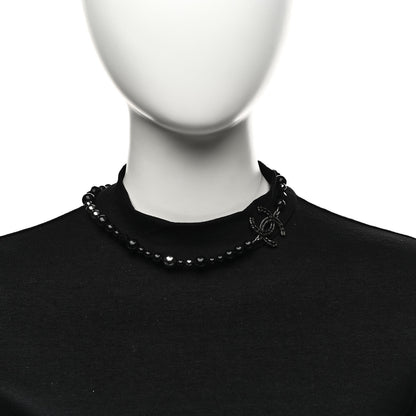 Chanel Pearl Crystal CC Camellia Necklace Ruthenium Black 2 of 6
