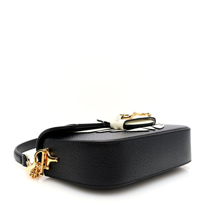 Gucci X ADIDAS Textured Dollar Calfskin Web Small Trefoil Horsebit 1955 Shoulder Bag Black Off White 4 of 9