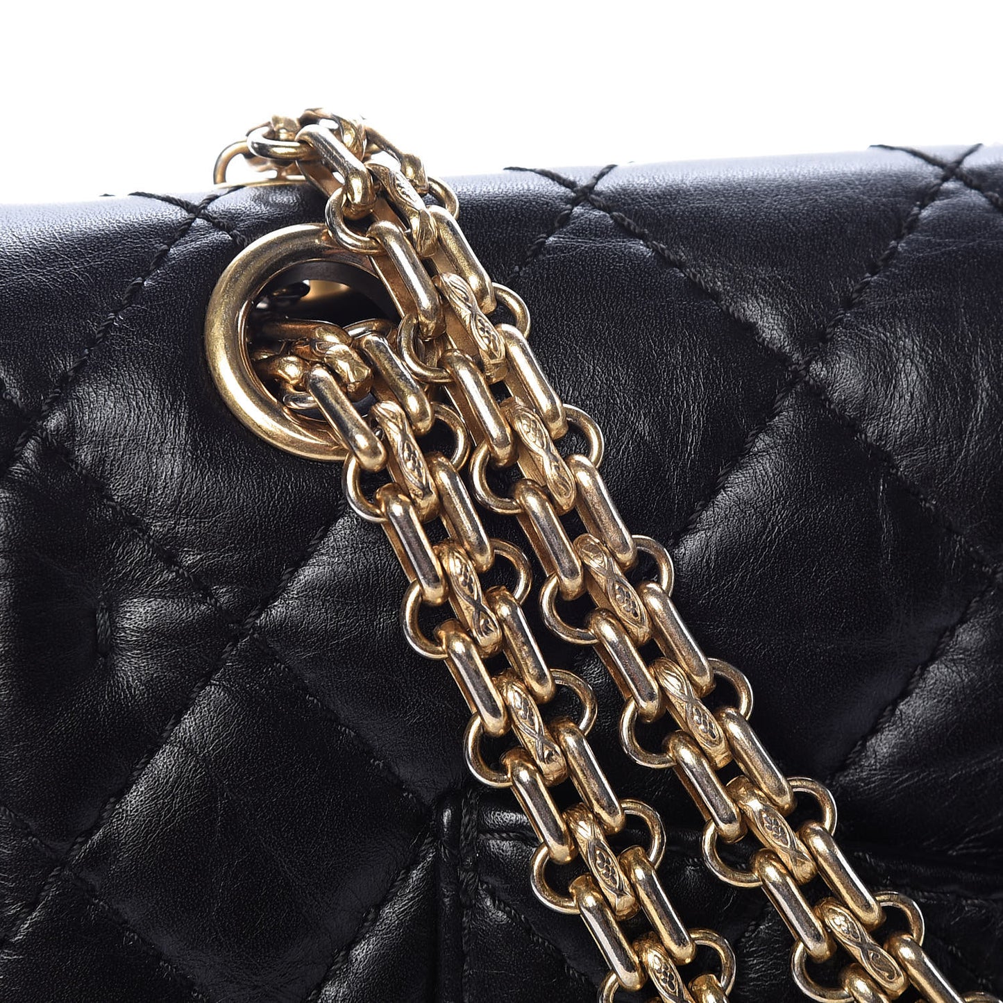 Aged Calfskin Quilted 2.55 Reissue 225 Flap Black