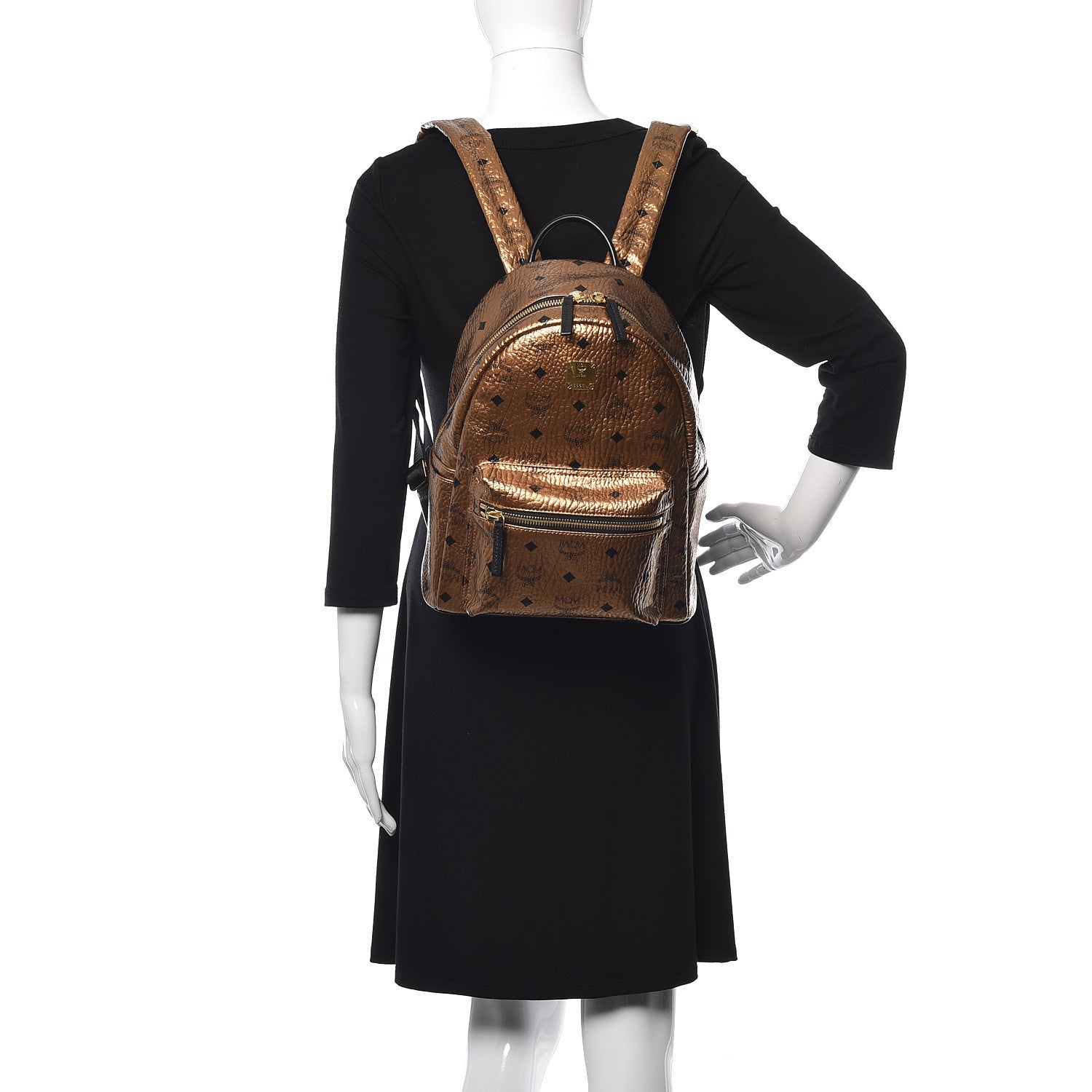 MCM Metallic Visetos Small Stark Backpack Gold 2 of 11