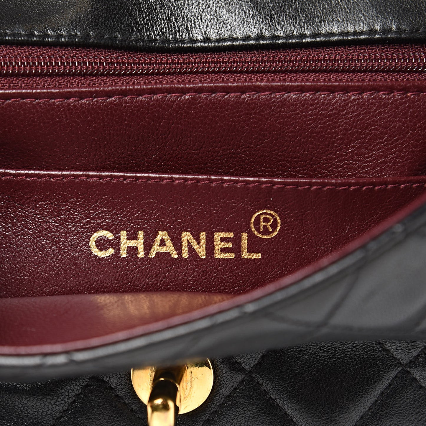 Lambskin Quilted Mini Square Flap Black