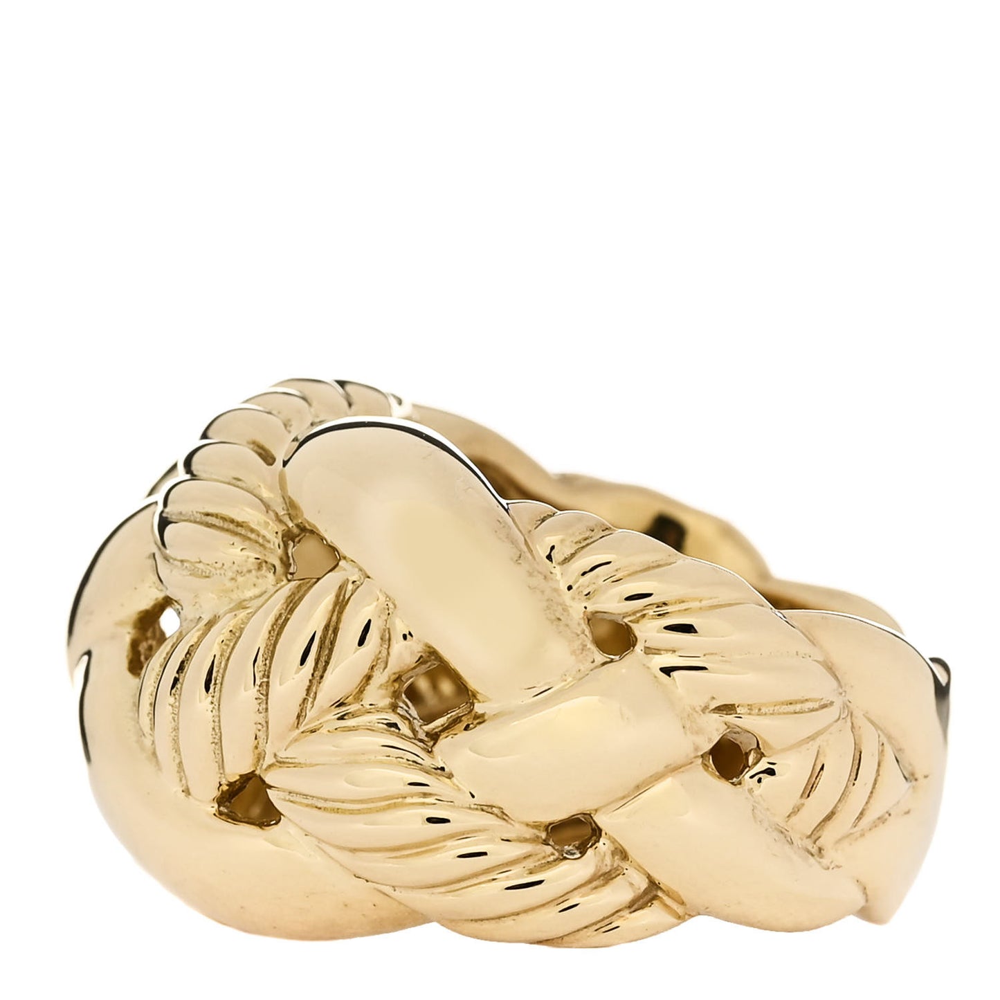 18K Yellow Gold Wide Woven Cable Ring 51 5.75