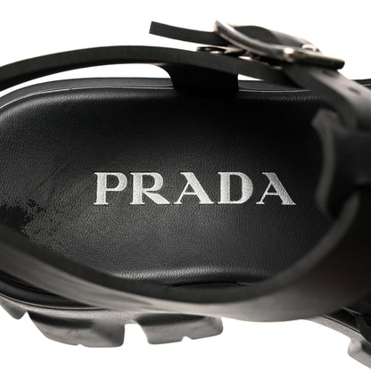 Prada Foam Rubber Triangle Logo Monolith 55mm Cage Sandals 36 Black 6 of 9
