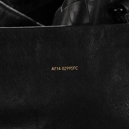 3.1 Phillip Lim 3.1 Calfskin Crocodile Embossed Wednesday Trapezoid Tote Black 7 of 7