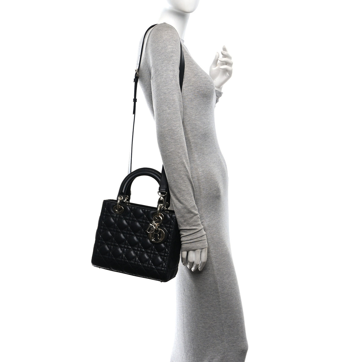 Lambskin Cannage Medium Lady Dior Black