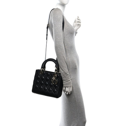 Christian Dior Lambskin Cannage Medium Lady Dior Black 2 of 11