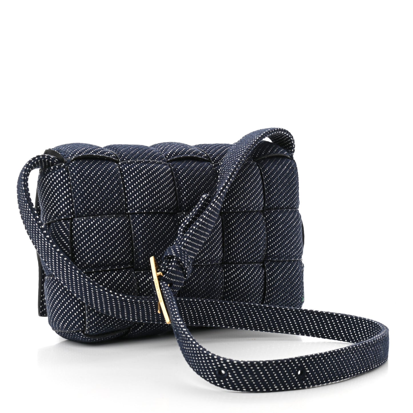 Denim Maxi Intrecciato Padded Cassette High Frequency Crossbody Bag Indigo