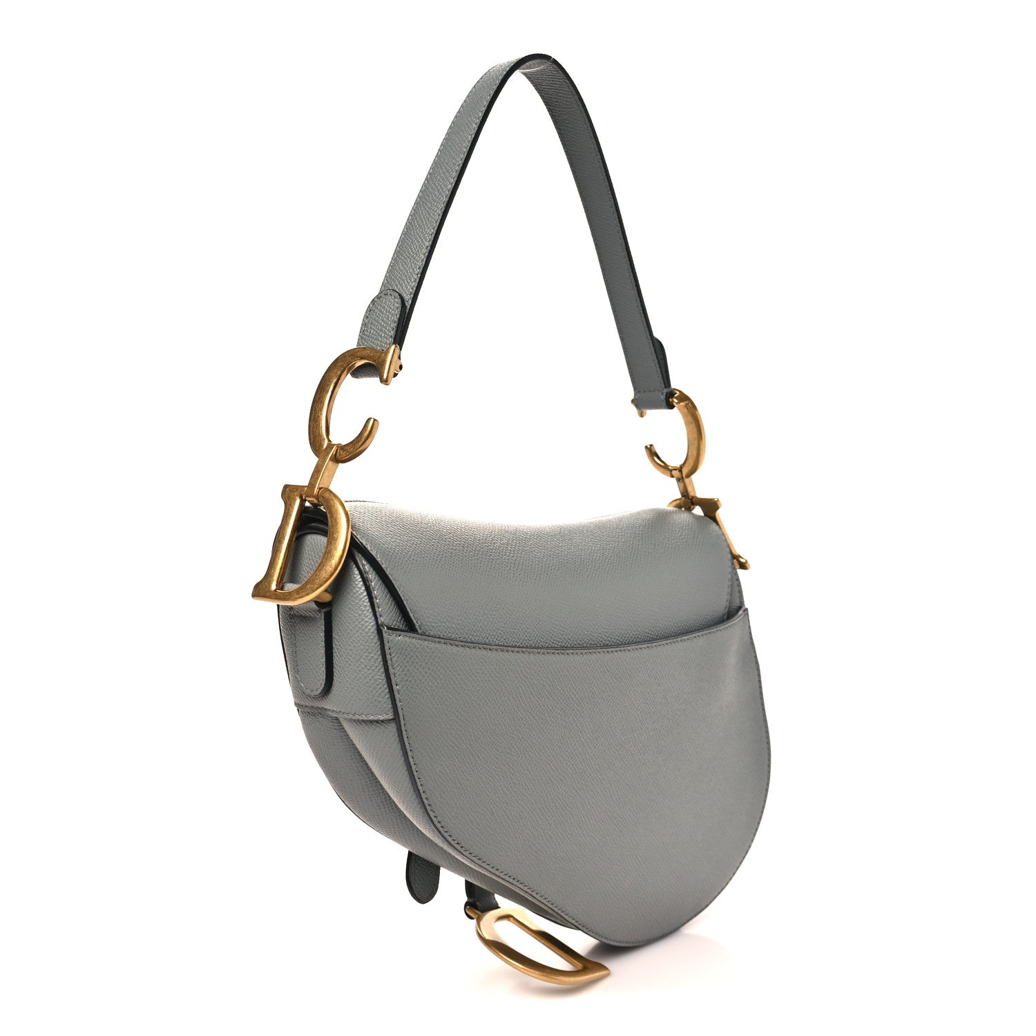 Christian Dior Grained Calfskin Saddle Bag Grey Stone 1870703