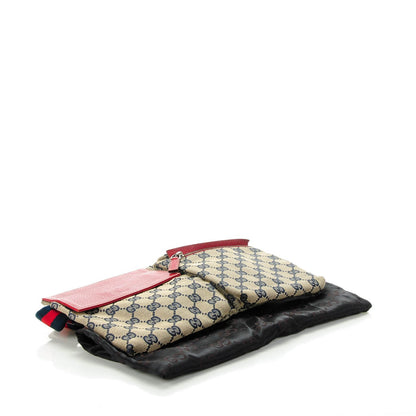 Gucci GG Monogram Web Double Pocket Belt Bag Navy Red 4 of 7