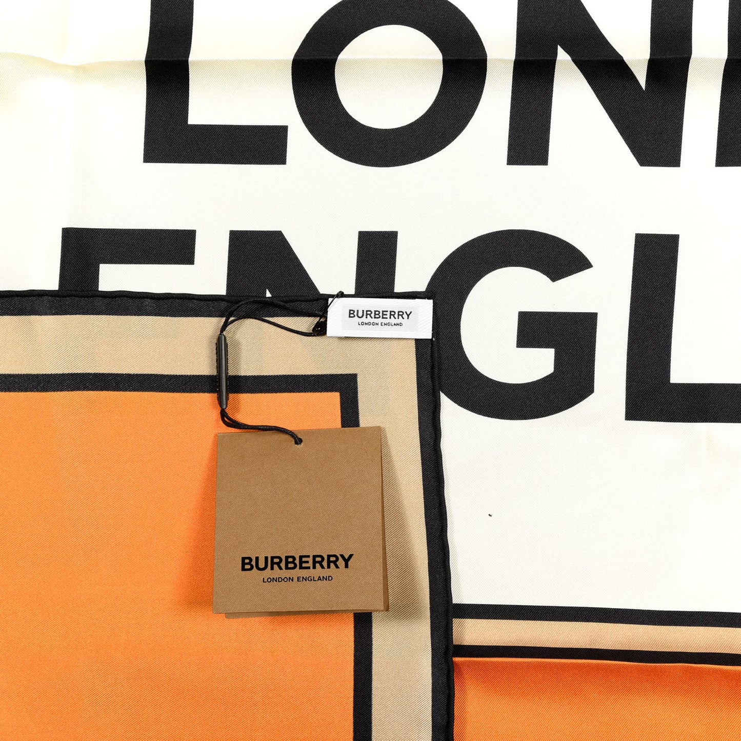 Silk London England Square Scarf Orange