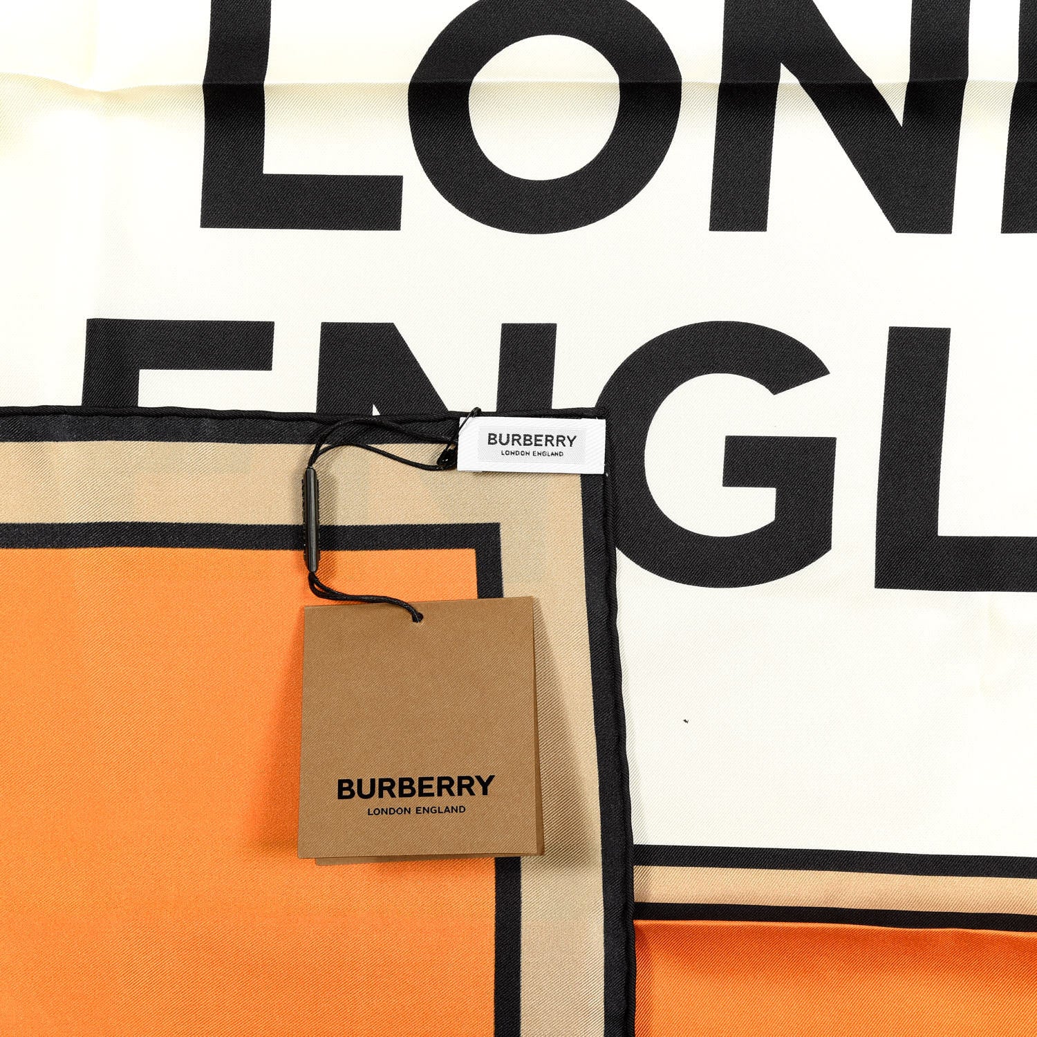 Burberry Silk London England Square Scarf Orange 3 of 3