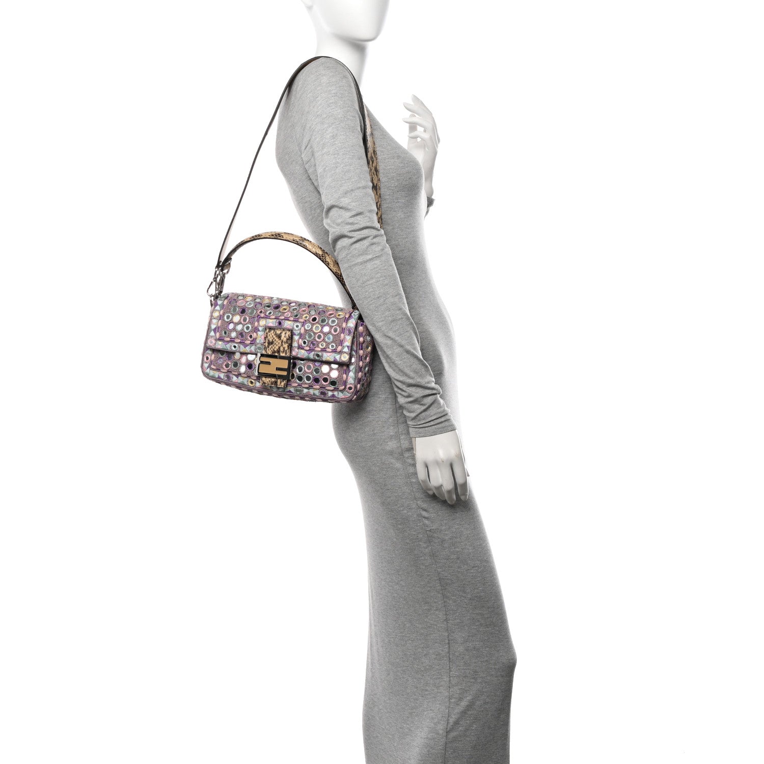 Fendi Elaphe Mirror Specchietti Embroidered Re-Edition Baguette Multicolor 2 of 11