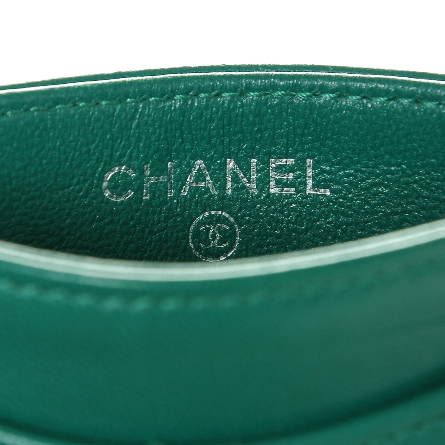 Lambskin Quilted Card Holder Green