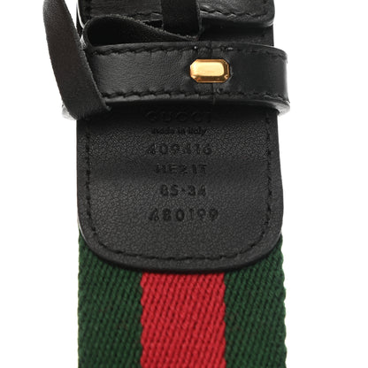 Gucci Nylon Calfskin Double G Web 40mm Belt 85 34 Green Red Black 3 of 7