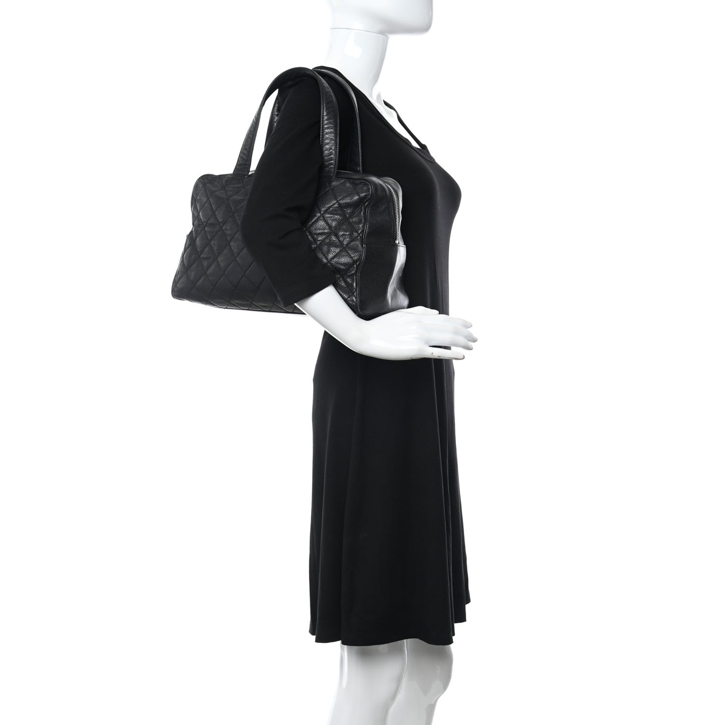 Caviar Quilted Bowler Black