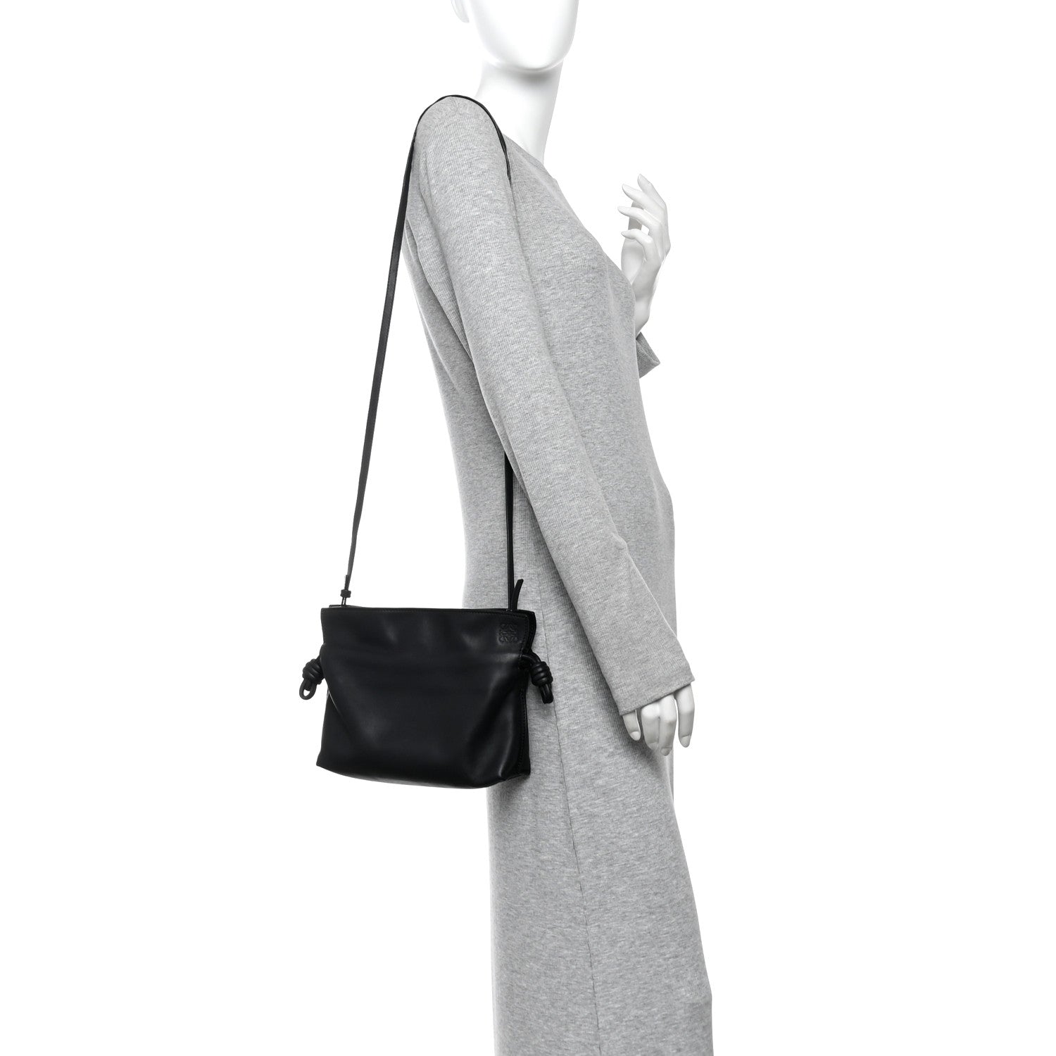 Loewe Calfskin Mini Flamenco Knot Clutch Black 2 of 11