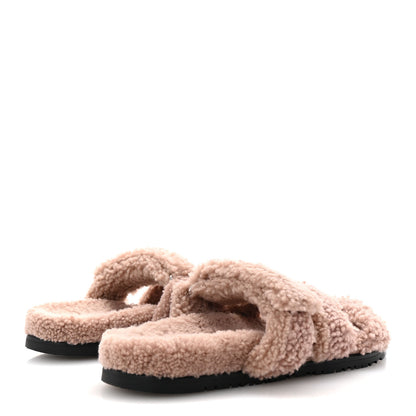 Hermes Woolskin Womens Chypre Sandals 40 Bois De Santal 5 of 9