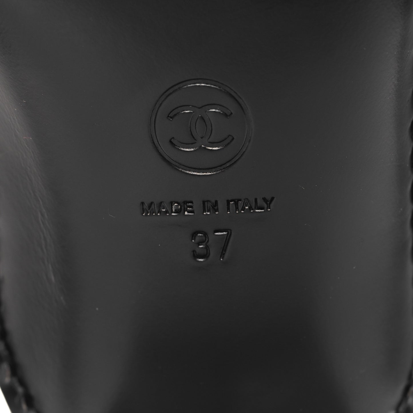 Shiny Calfskin Metal CC Loafers 37 Black