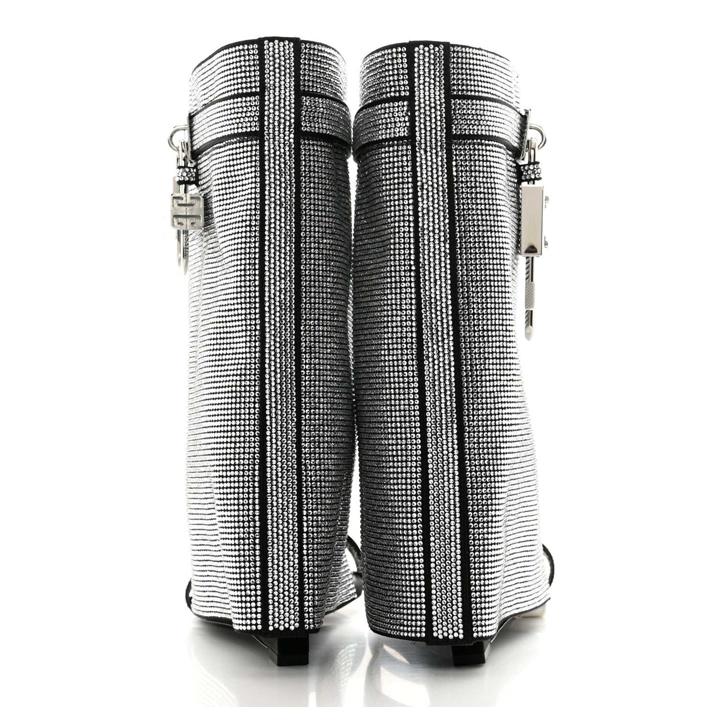Strass Shark Lock Sandals 38 Silvery