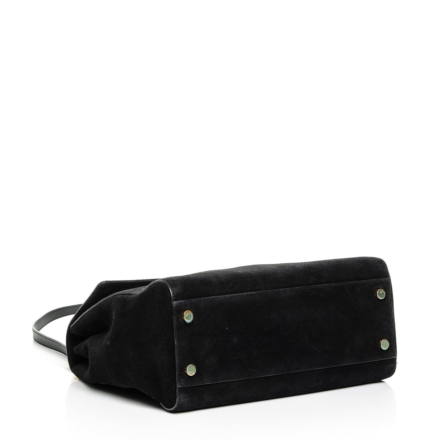 Calfskin Suede Large Moujik Top Handle Bag Black