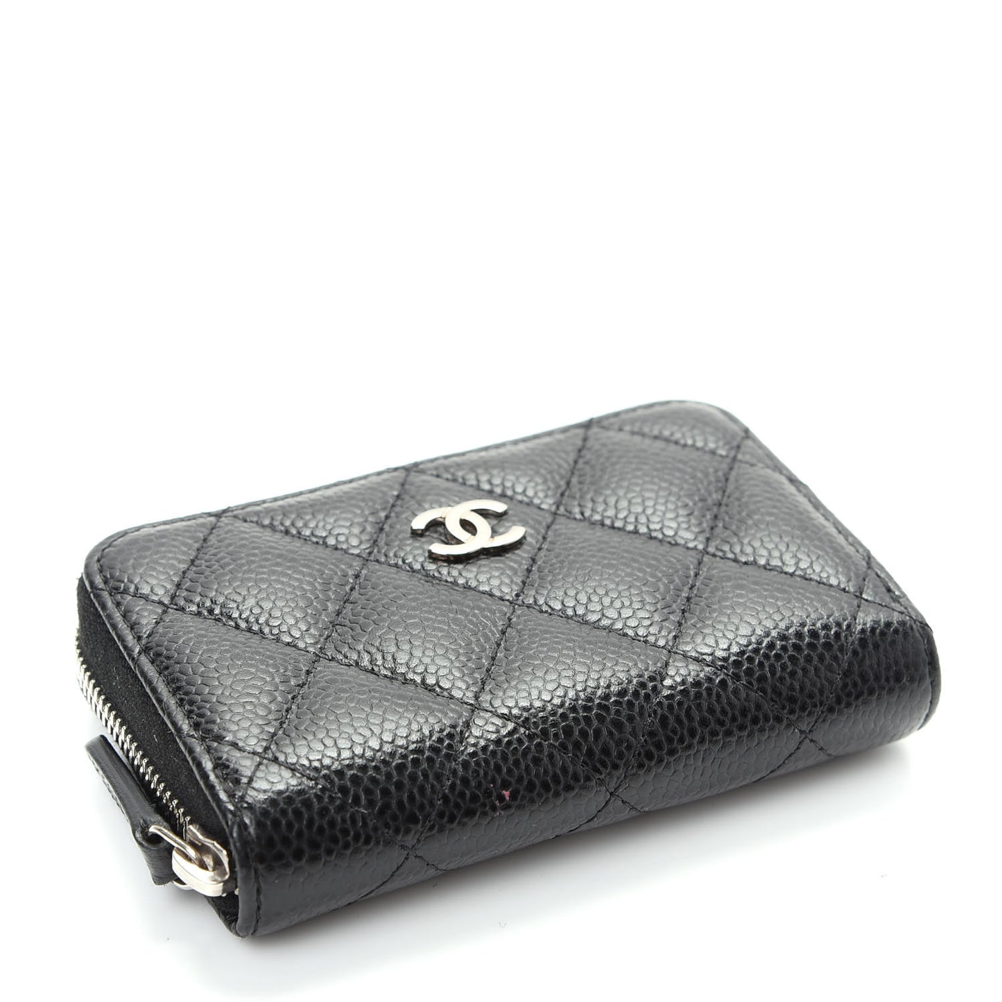 Caviar Quilted Zip Coin Purse Black