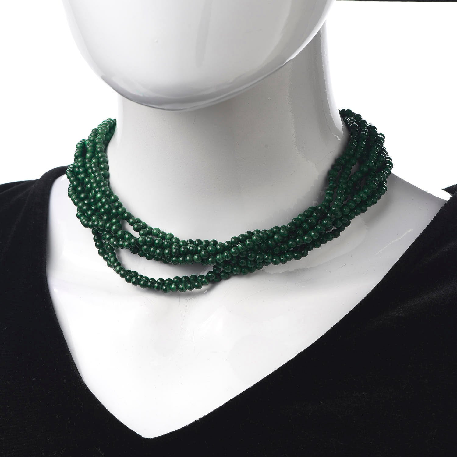 Tiffany Sterling Silver Malachite Torsade Toggle Necklace 2 of 5