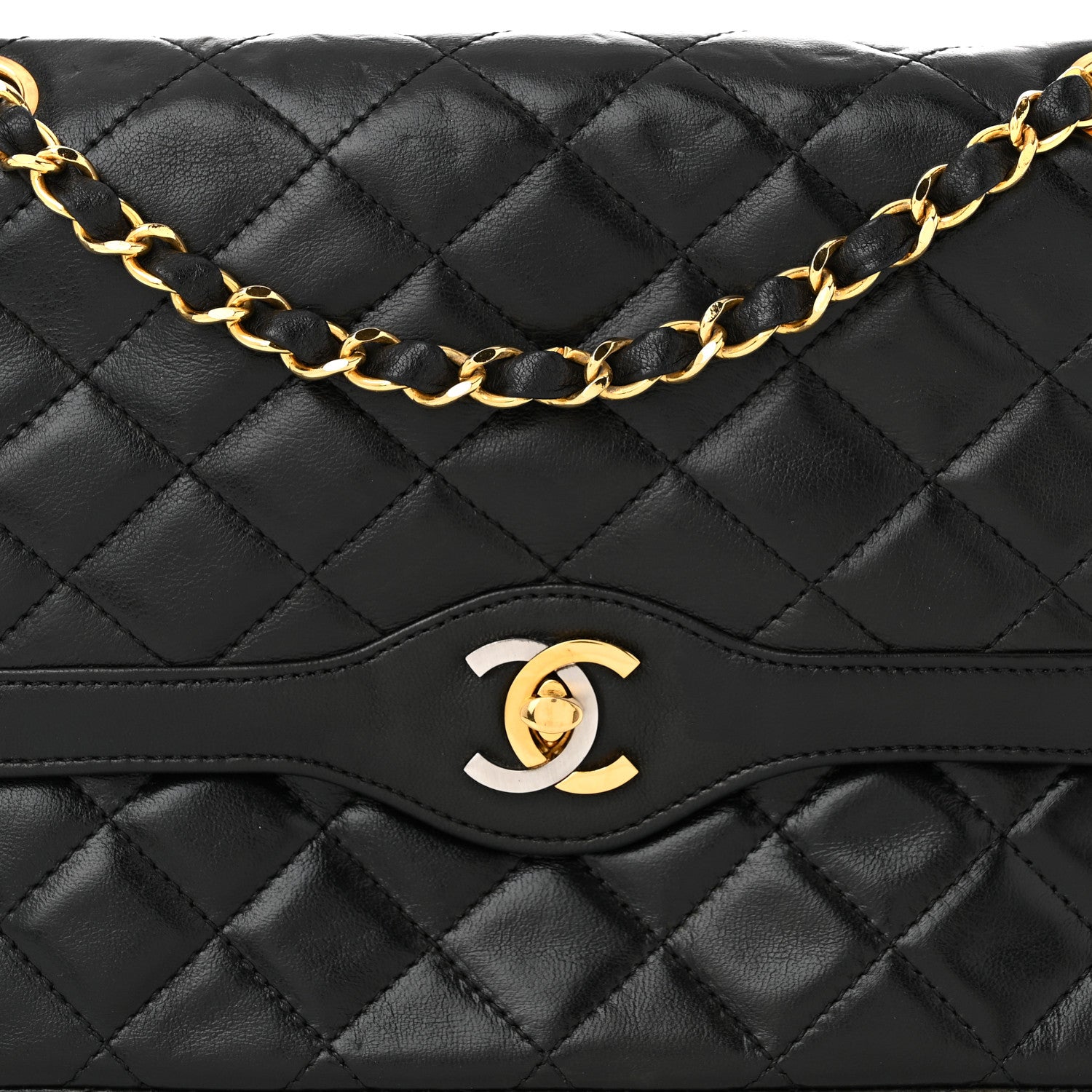 Chanel Lambskin Quilted Medium Double Flap Black 8 of 10