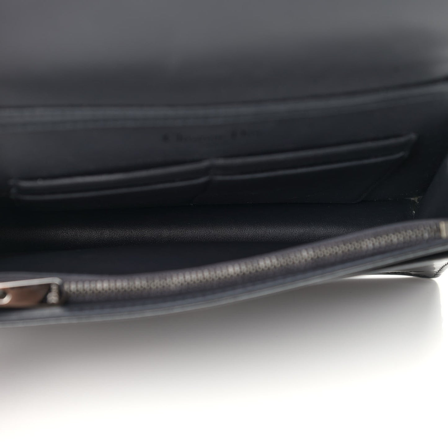 Metallic Patent Micro-Cannage Diorama Wallet on Chain Pouch Onyx Black