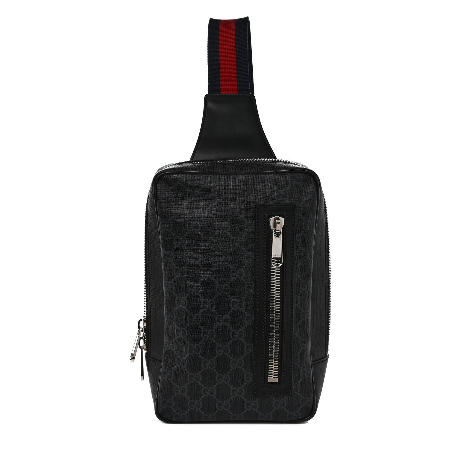 Gucci GG Supreme Monogram Web Belt Bag Black Grey 1 of 10