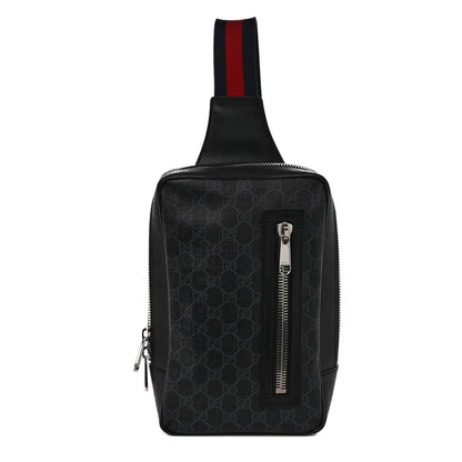 Gucci GG Supreme Monogram Web Belt Bag Black Grey 1 of 10