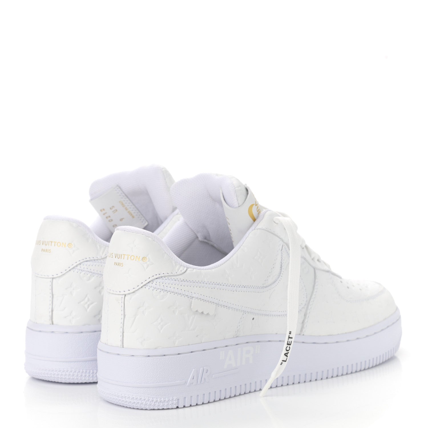 Louis Vuitton X NIKE AIR FORCE 1 Calfskin Monogram Mens Low Top Sneakers 9 White 5 of 17