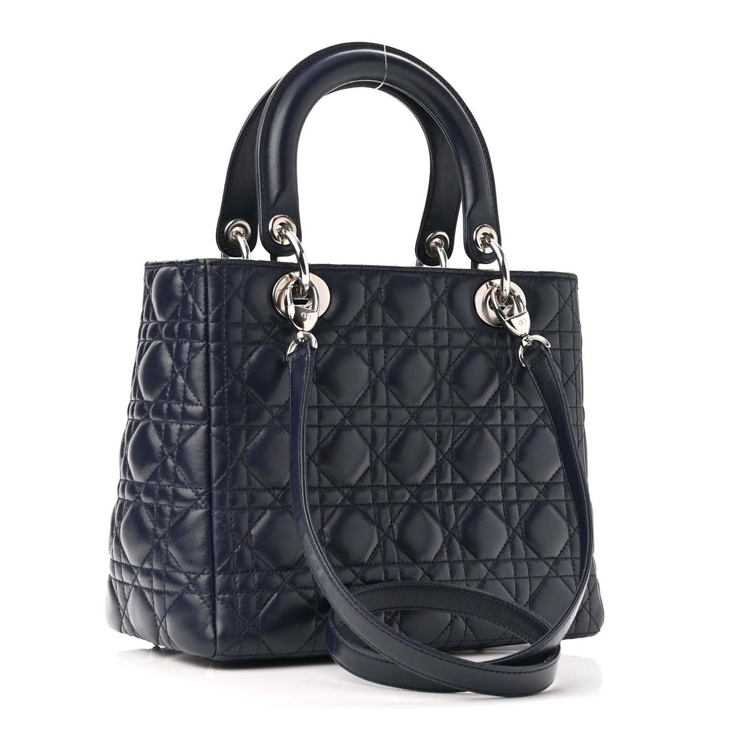 Christian Dior Lambskin Cannage Medium Lady Dior Navy Blue 3 of 10