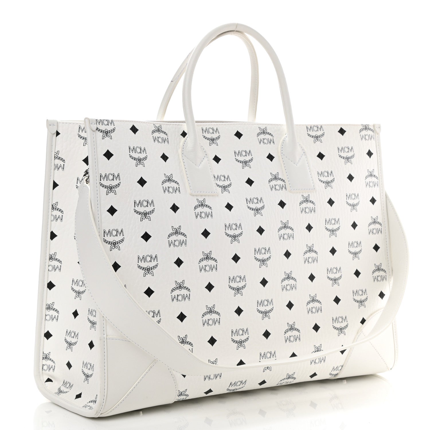 MCM Visetos Large Munchen Tote White 3 of 9